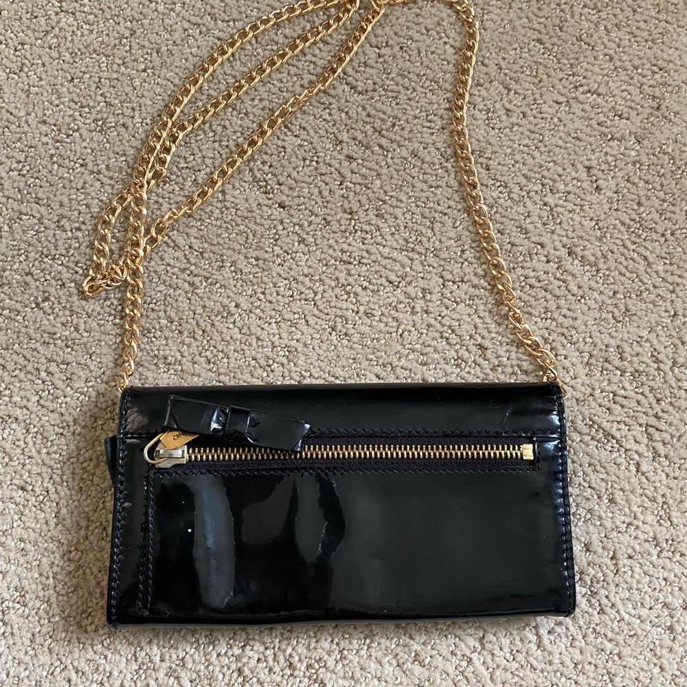 Chloe Eclipse black patent leather wallet on chain gold crossbody - Picture 2 of 9